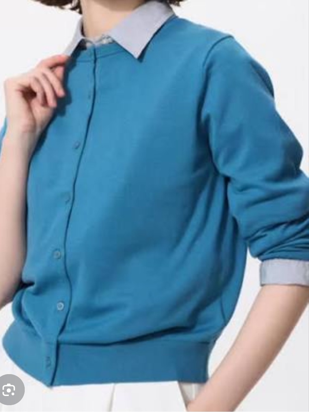 Uniqlo UV Protection Blue Button-Up Cardigan